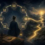 重复循环的卦象旁出现一条通向现实行动的新道路