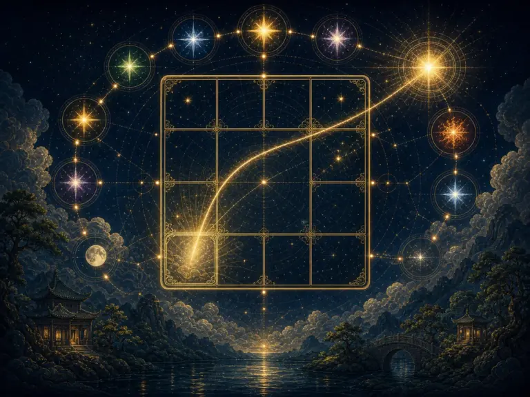 空白宫位通过光线连接到对宫与周围星曜