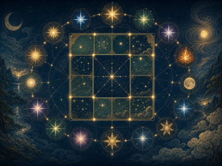 十四颗不同光芒的主星围绕紫微命盘