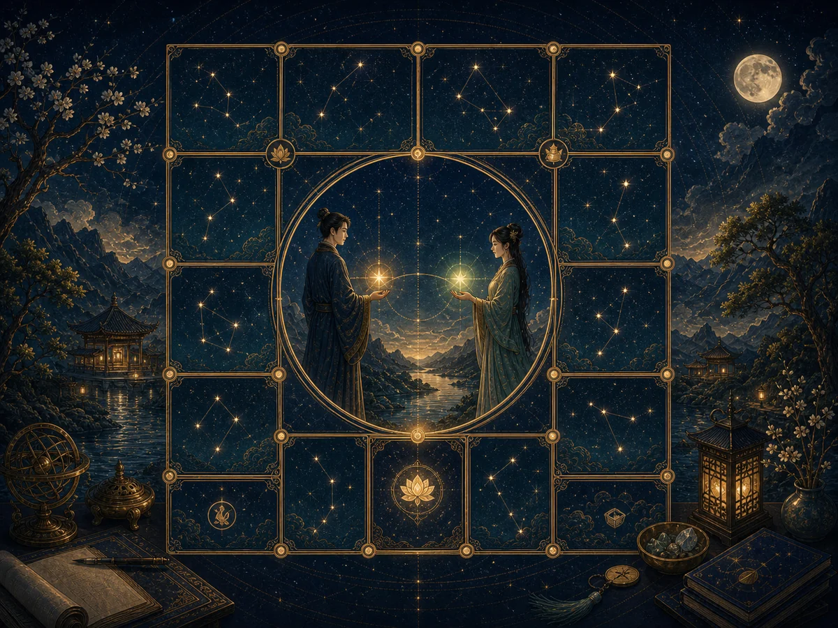 两颗星在夫妻宫中保持连接与清晰边界