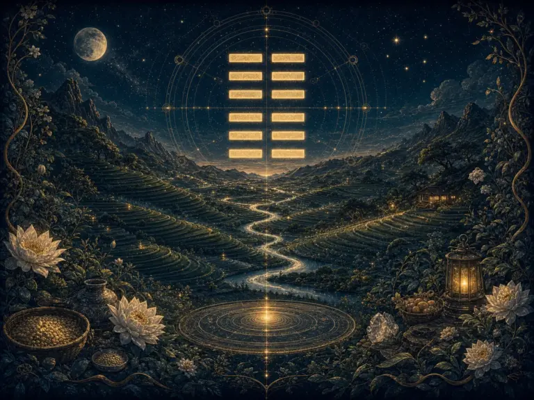 六条阴爻化作大地层次承载山河与星光