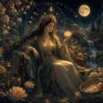 女皇坐在丰盛花园中以柔和光线滋养万物