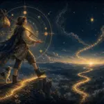 一位旅行者站在星光道路起点准备迈出第一步